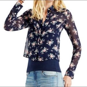 Aeropostale Sheer Floral Button Down